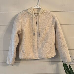 Joy Lab Sherpa Full Zip Cream Hooded Fleece Size XS